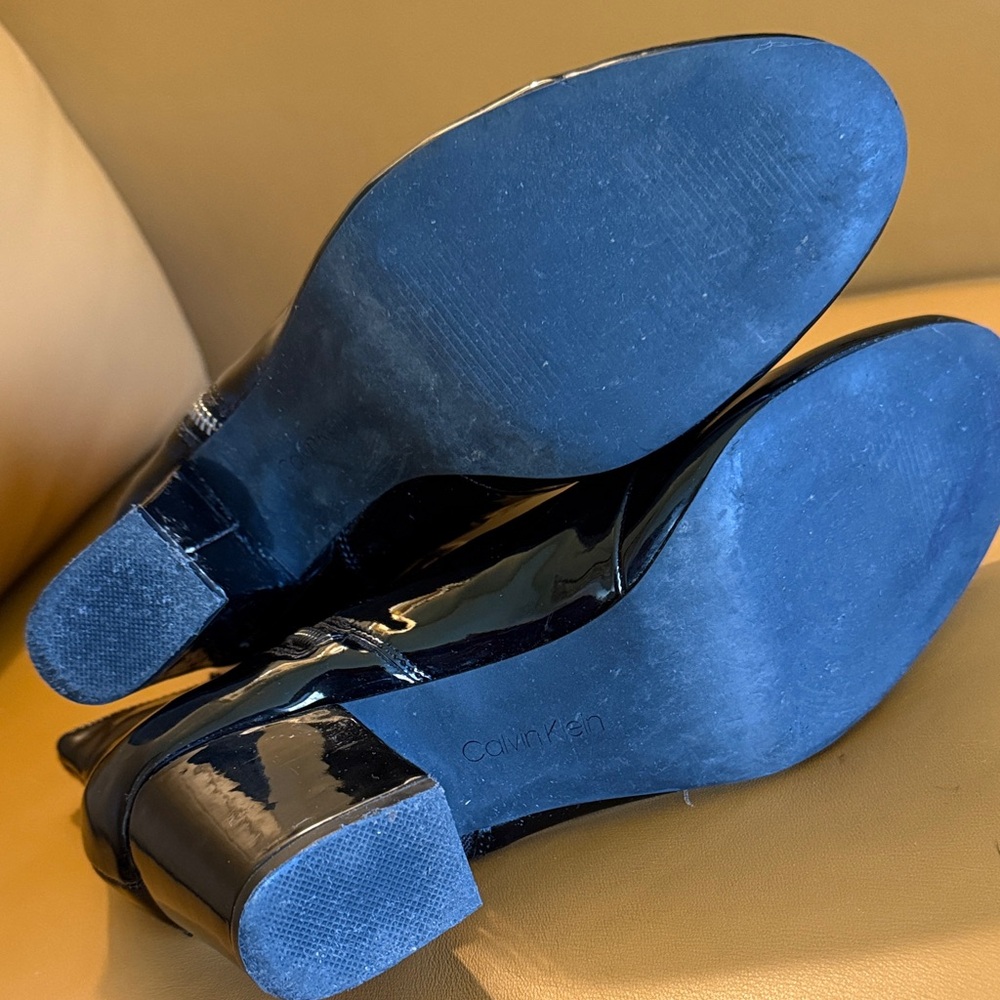 Calvin Klein Shiny Black Ankle Booties - Picture 9 of 9